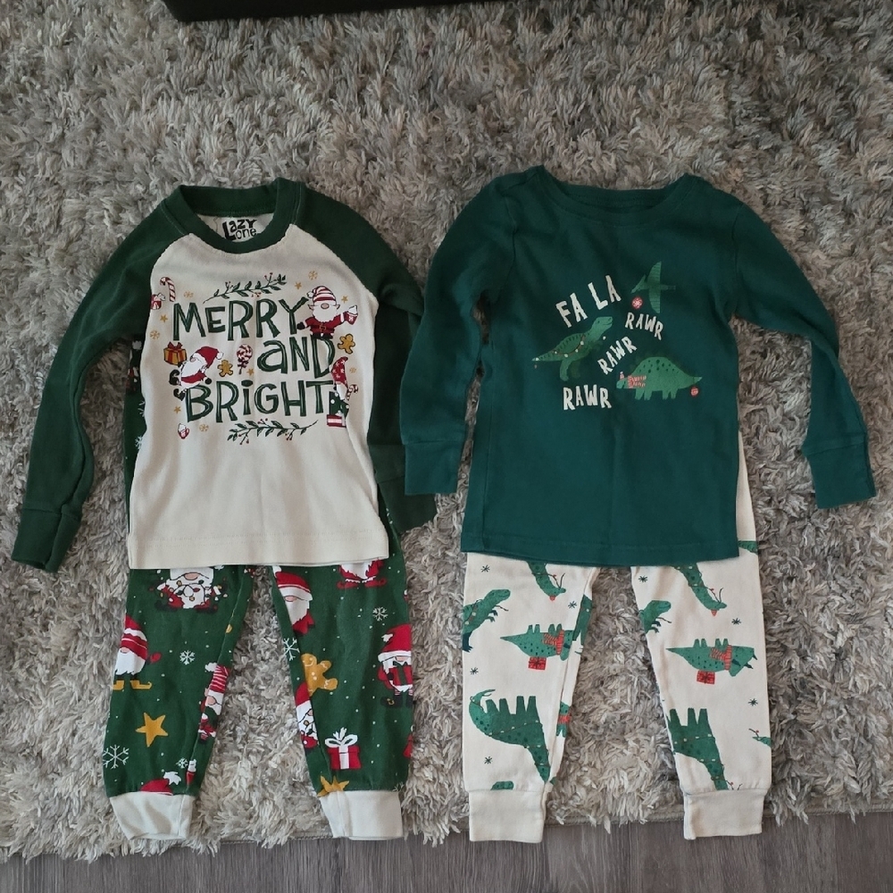 Lazy One Festive Green and Cream Pajama Set And Old Navy Pajama Set